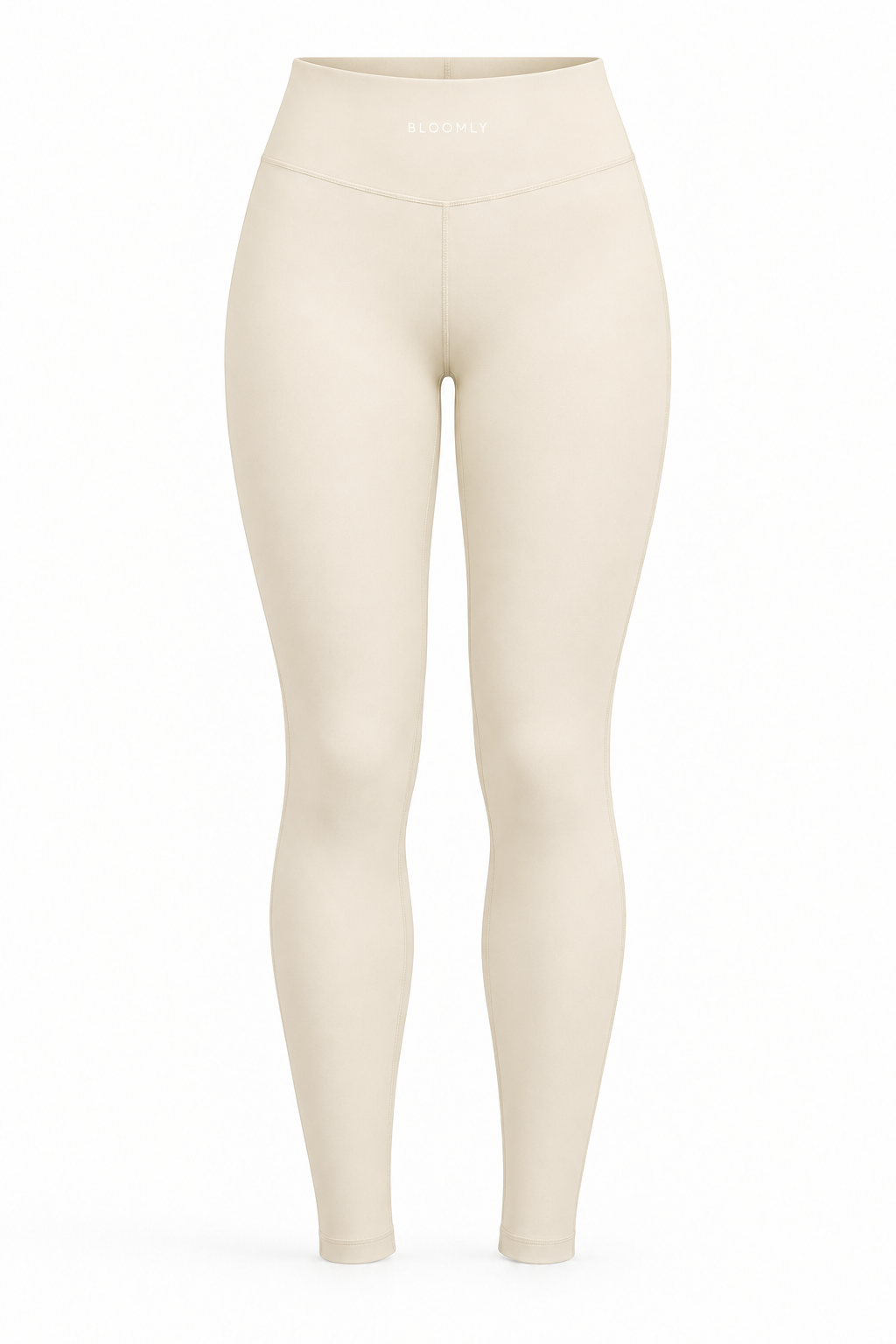 BLOOMLY ACTIVE High-Waisted Full-Length Gym Leggings in cream, product front