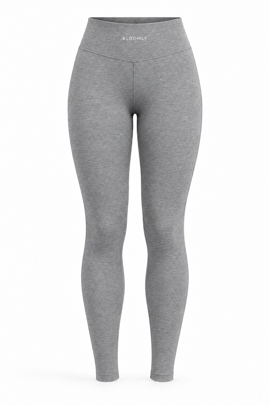 BLOOMLY ACTIVE High-Waisted Full-Length Gym Leggings in heather grey, product front