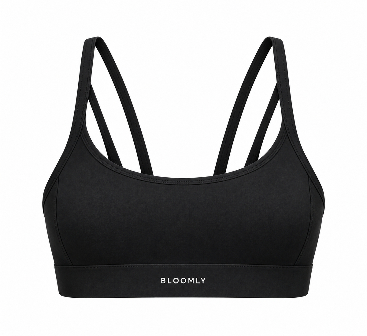 BLOOMLY ACTIVE Strappy-Back Sports Bra in black, product front