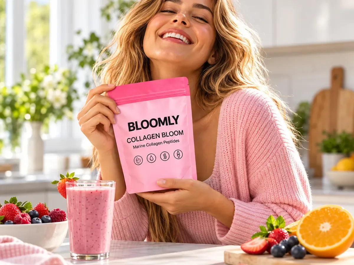 Bright lifestyle scene with a warm BLOOMLY composition